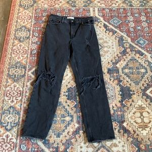 Abercrombie black distressed jeans 10Long 90s straight ultra high rise